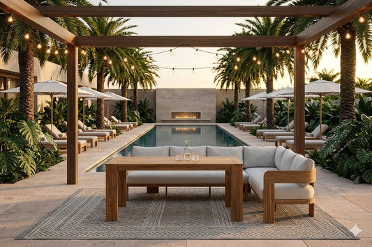 Tripoli Outdoor Sectional in luxury poolside setting