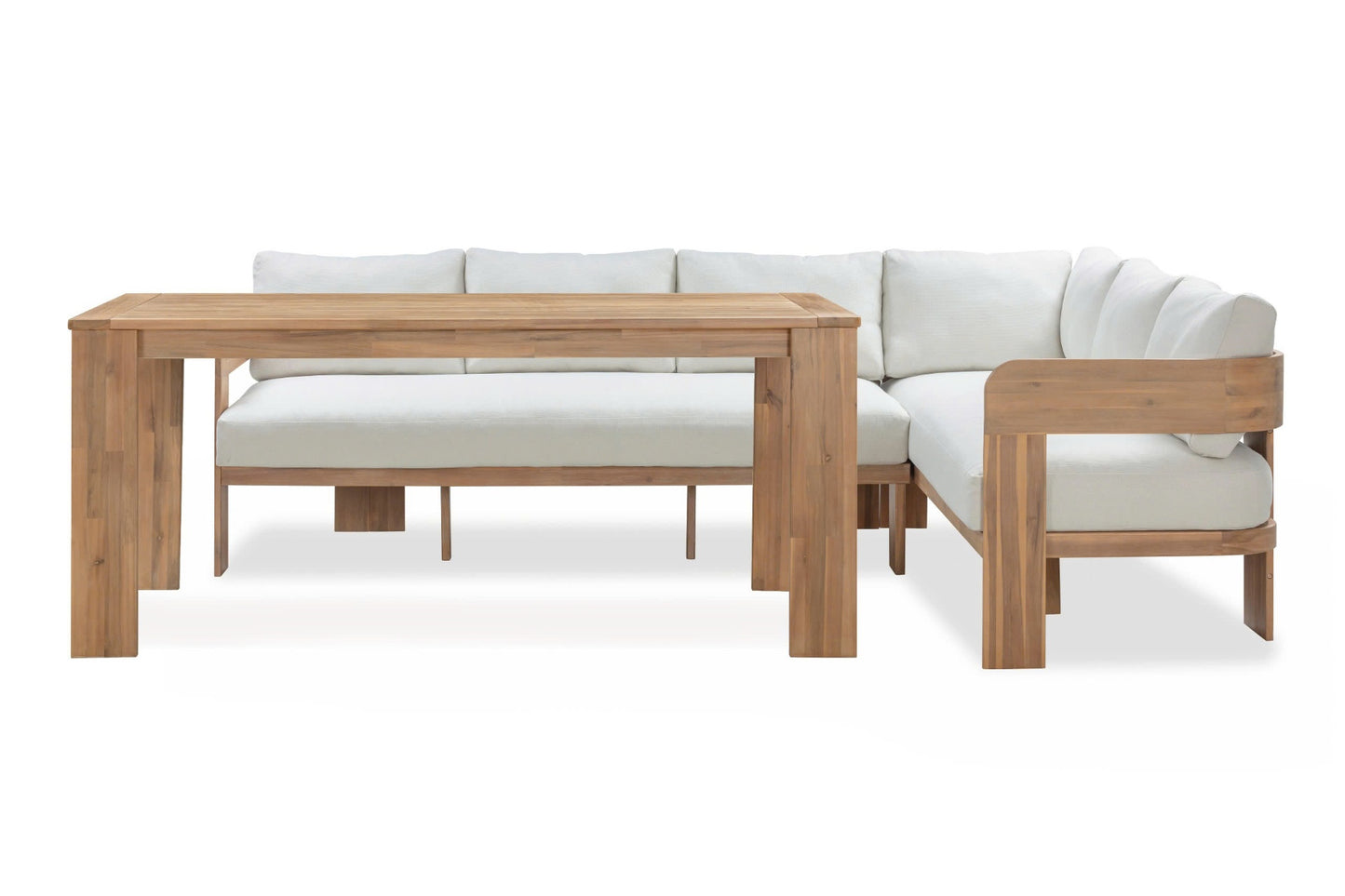 Tripoli Outdoor Sectional with dining table and bench - side view